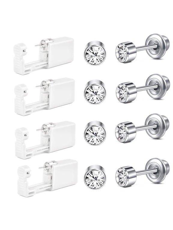 Self Ear Piercing Kit with Studs, 4 Pack