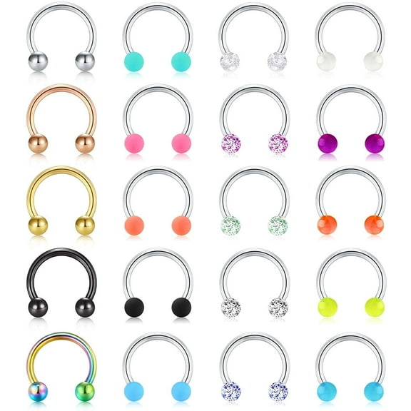 Briana Williams Septum Multicolor, Acrylic, Nose Rings, 20 Pack