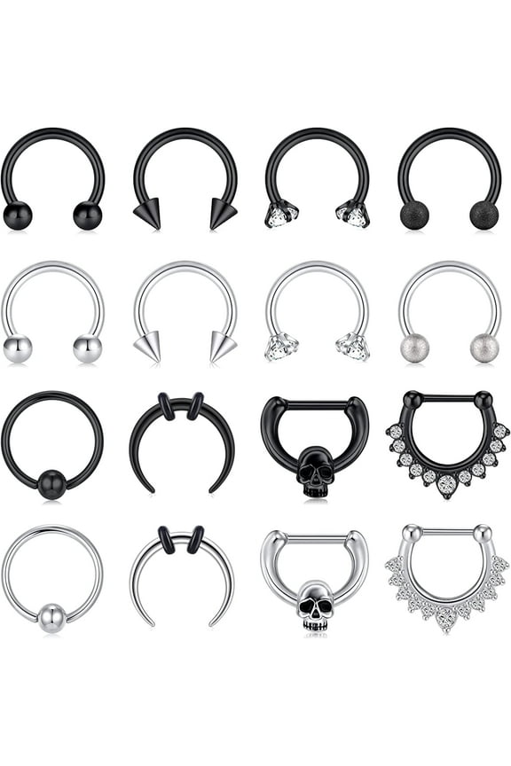Septum Rings 16g Septum Jewelry Surgical Steel Septum Ring Hinged Seamless Horseshoe Septum Piercing