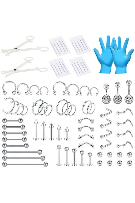 Stainless Steel Ear Piercing Kits, (Includes Rings and Needles)
