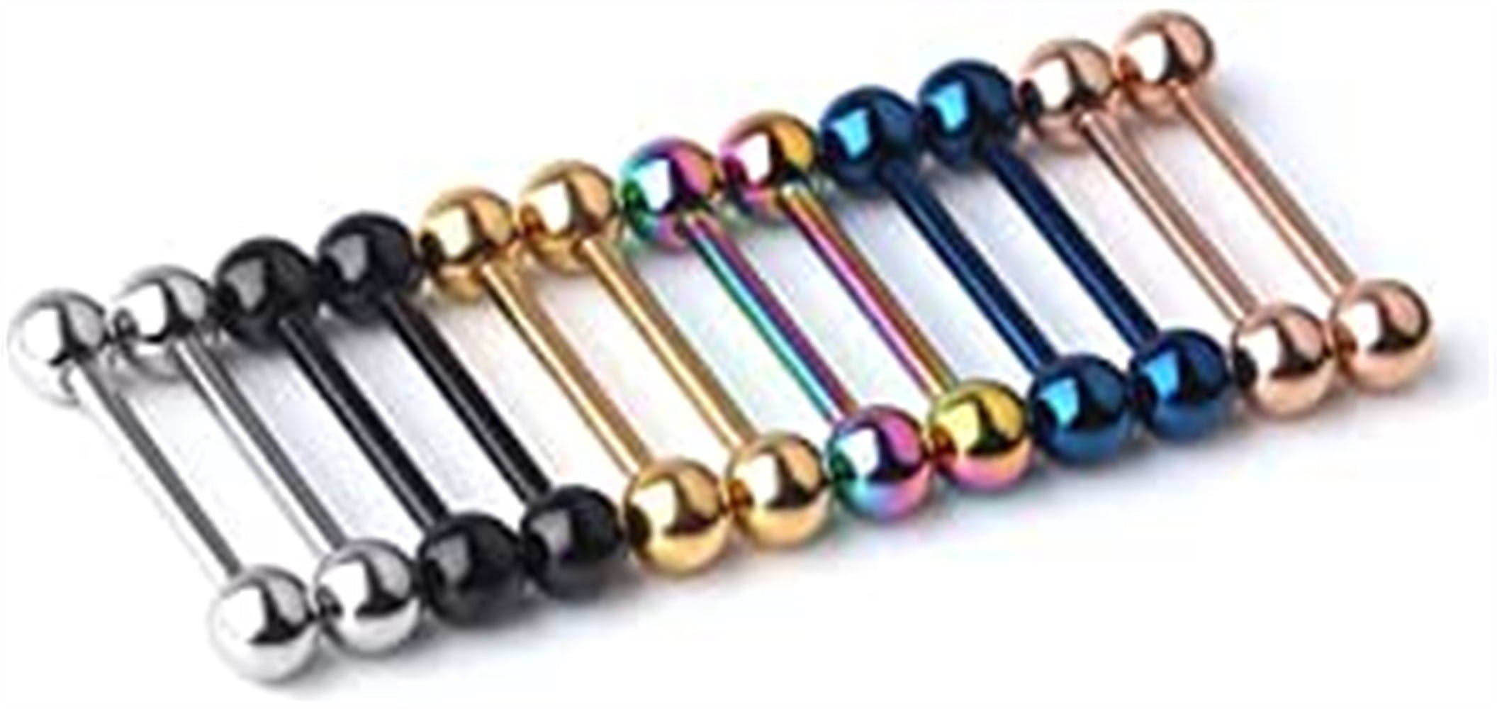 Ruifan Surgical Steel Spike Nipple Rings - 10-Pack Assorted Colors, 14G 5/8" Barbell Retainer