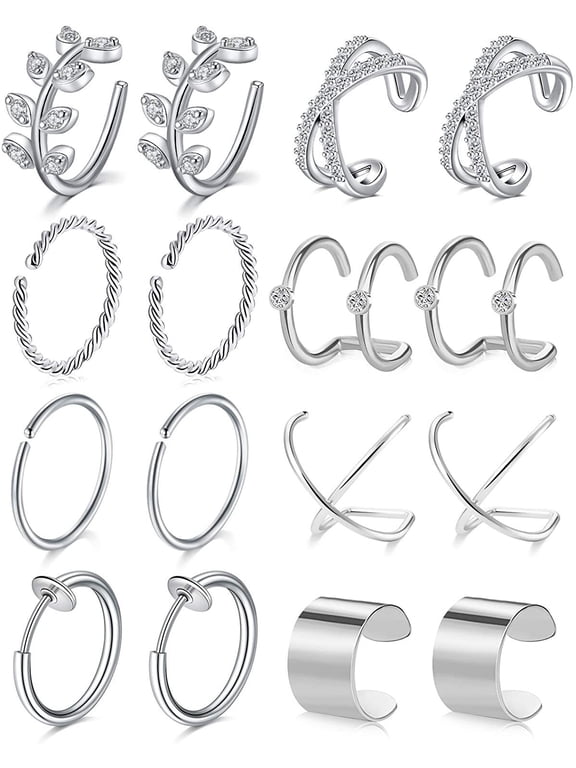 Women’s Stainless Steel Non Piercing Cuff Earrings
