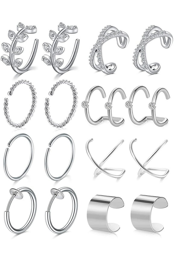 Women’s Stainless Steel Non Piercing Cuff Earrings