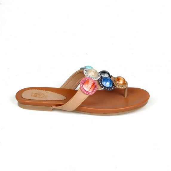 Brianna Multi Color Stone Women's Thong Sandals