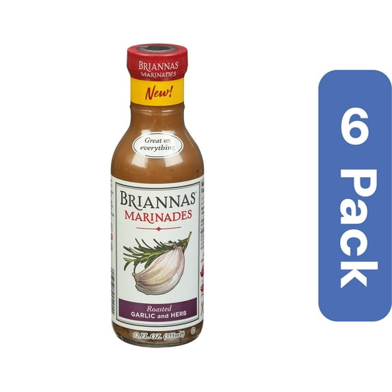 Briannas Marinade Roasted Garlic Herb 12 oz (Pack of 6)