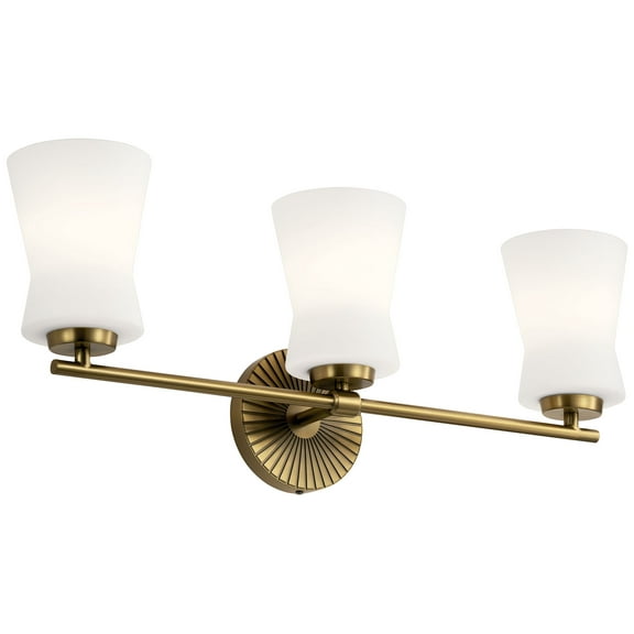 Brianne 24.5 in. 3-Light Brushed Natural Brass Mid-Century Modern Bathroom Vanity Light
