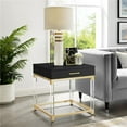 thumbnail image 1 of Posh Living Briar 1-Drawer Metal End Table with Acrylic Legs - Black/Gold, 1 of 8