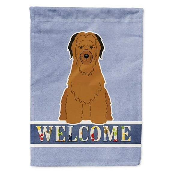 Briard Brown Welcome Garden Size Flag