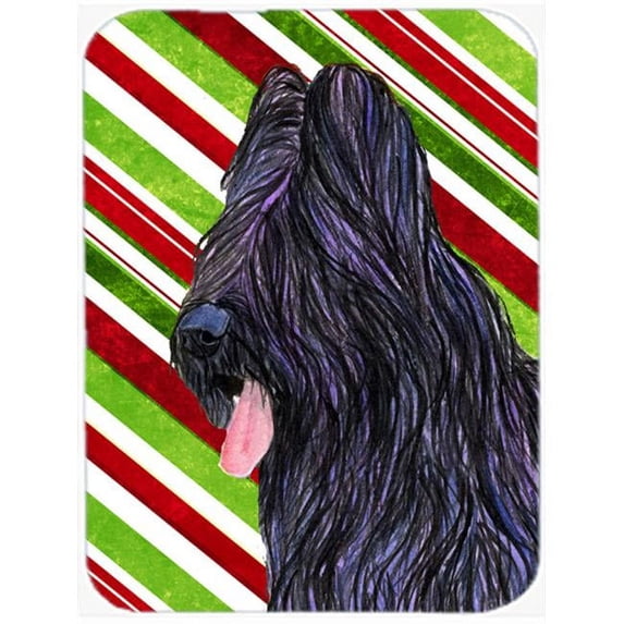 Briard Candy Cane Holiday Christmas Glass Cutting Board - Large