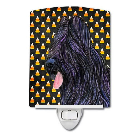 Briard Candy Corn Halloween Portrait Ceramic Night Light