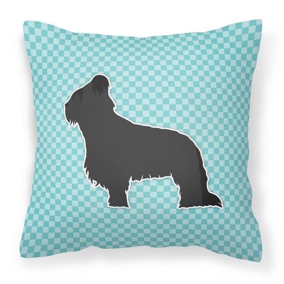 Briard Checkerboard Blue Fabric Decorative Pillow