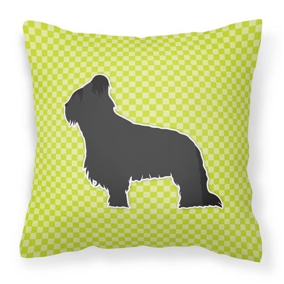Briard Checkerboard Green Fabric Decorative Pillow