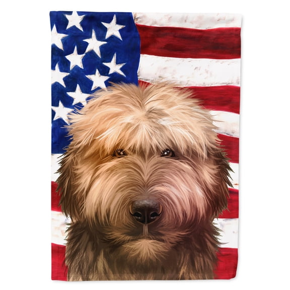 Briard Dog American Flag Flag Canvas House Size