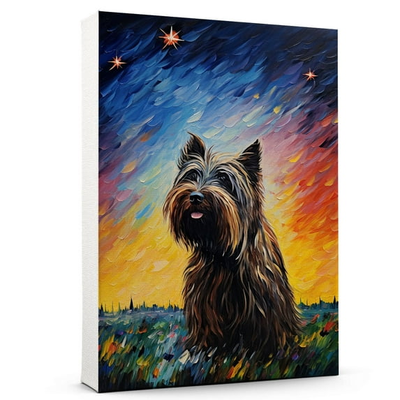 Briard Dog Art Print Poster, Wall art Painting Decor, Starry Night Van Gogh Art Home Decor Artwork For Bedroom Living Room Bathroom Decor