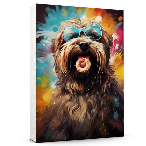 Briard Dog Canvas Wall Art,Pet Canvas Painting Puppy Artwork,Colorful-Watercolor Original Artwork Print For Bedroom, Bathroom Wall Art decor