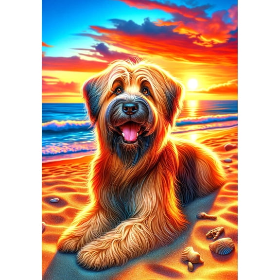 Briard Fawn - Best of Breed DCR Summer Sunset Outdoor Garden Flag 12" x 17"