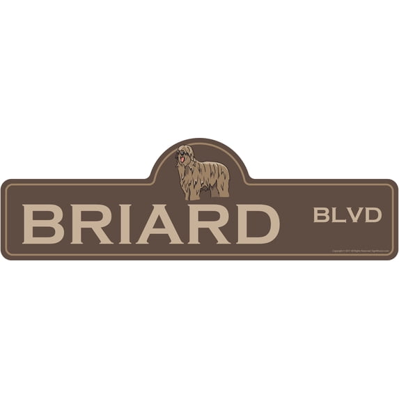 Briard Street Sign | Indoor/Outdoor | Dog Lover Funny Home Décor for Garages, Living Rooms, Bedroom, Offices | SignMission personalized gift | 36" Wide
