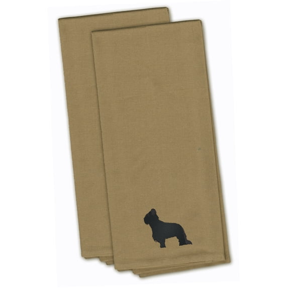 Briard Tan Embroidered Towel Set of 2