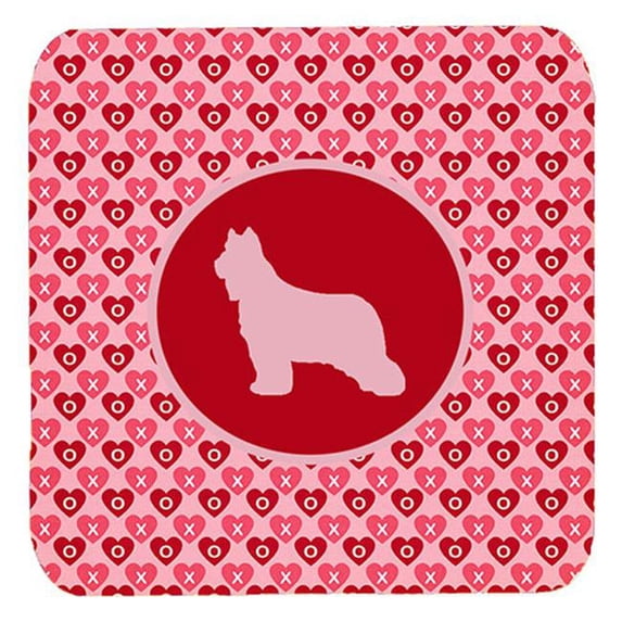 Briard Valentine Hearts Foam Coasters - Set 4, 3.5 x 3.5 In.