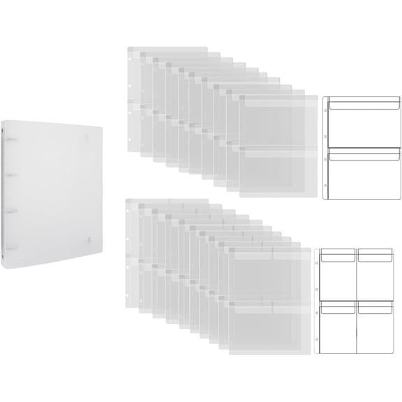 Briartw 1 A4 Die Storage Book Binder and 20 Inserts Set,Page Protectors Pockets Inserts with Two and Four Pockets for Storage Craft Supplies,Cardstock,Sticker,Stamp,Cutting Dies,Stencil