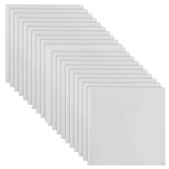 Briartw 20 Pieces Square Clear Pockets 6.4 inch Transparent Storage Envelope Bag Sets Organize Paper Cards Cutting Dies Clear Stamp Crafts Tool