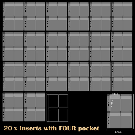 Briartw 20 Pieces Storage Inserts with Four Protectors Pocket,Book Binder Folder Accessory for Crafts Tool,Storage Small Cutting dies