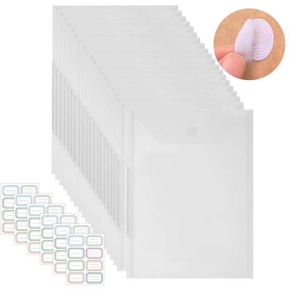 Briartw 26 PACK,20 Piece Large Storage Pockets and 6 Sheets Labels Sticker, Transparent Storage Pockets to Organize Dies and Clear Stamps, Craft Case Tool for Craft Lovers