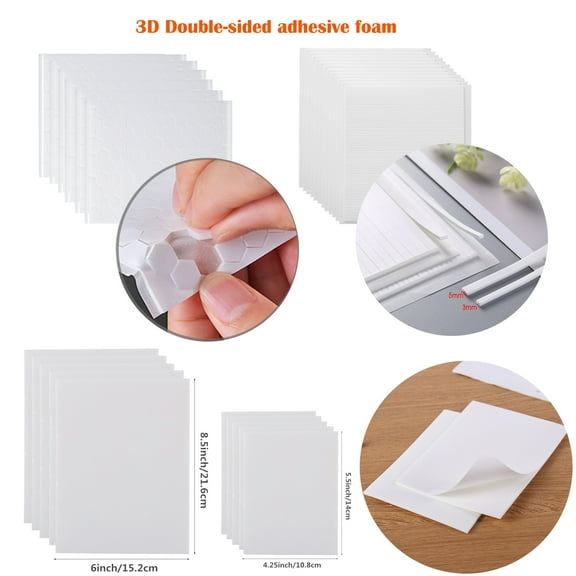 Briartw 28 Sheets/set 3D Double-sided Adhesive Foam Stickers Sheet/Dots/Strips Multiple Size Perfect for creating Shaker Cards or Adding Dimension to your Projects