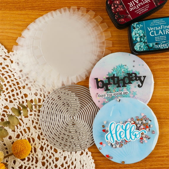 Briartw 3 inch and 4.25inch Circle Flat Shaker Covers with Circle Cutting Dies for Diy Shaker Cards Handmade Crafts Scrapbooking