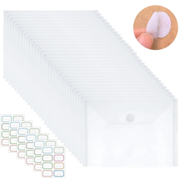 Briartw 36 Pieces,30 Piece Storage Pockets and 6 Sheets Labels Sticker, 5x7inch Transparent Storage Pockets to Organize Dies and Clear Stamps, Craft Case Tool for Craft Lovers