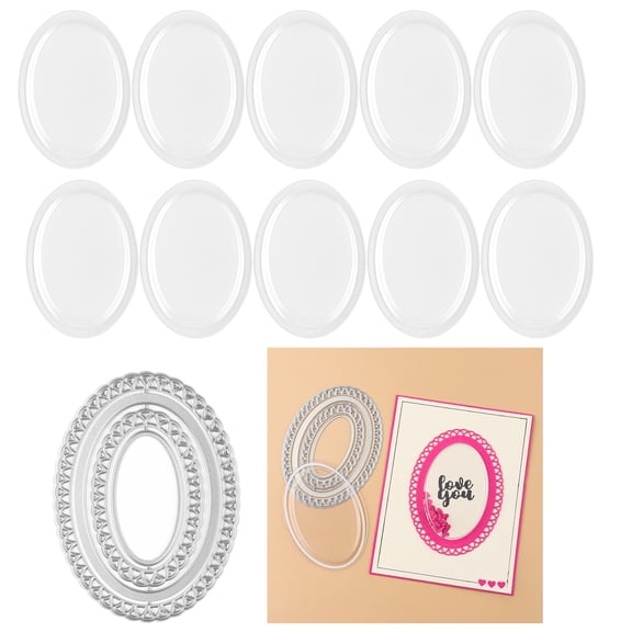 Briartw 3D Oval Dimensional Shaker Domes with Cutting dies,10 Pcs/Pack 3D Plastic Clear Puffy Shaker Covers,Shaker Window Blister for Diy Shake Card