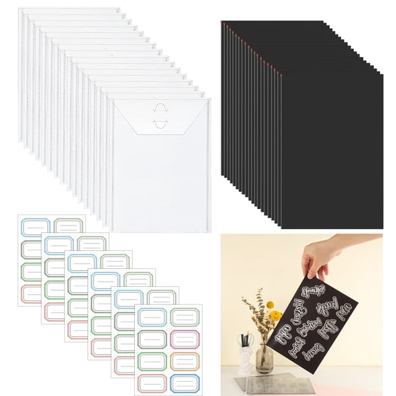 Briartw 46 Pieces,20 Piece Large Storage Pockets,20 Piece Rubber Soft Magnet and 6 Sheets Labels Sticker to Organize Dies OR Clear Stamps, Craft Case Tool for Craft Lovers