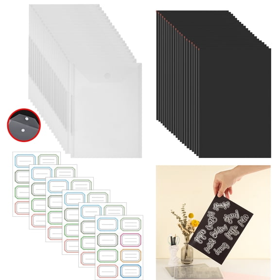 Briartw 46 Pieces,20 Piece Rubber Soft Magnet Sheets,20 Piece Large Storage Pockets and 6 Sheets Labels Sticker to Organize Dies OR Clear Stamps, Craft Case Tool for Craft Lovers