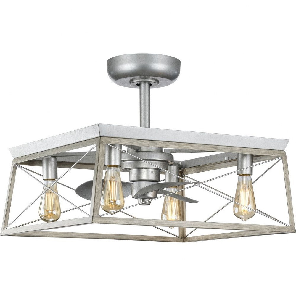 Briarwood 22-Inch Galvanized Farmhouse Ceiling Fan with Light and Remote