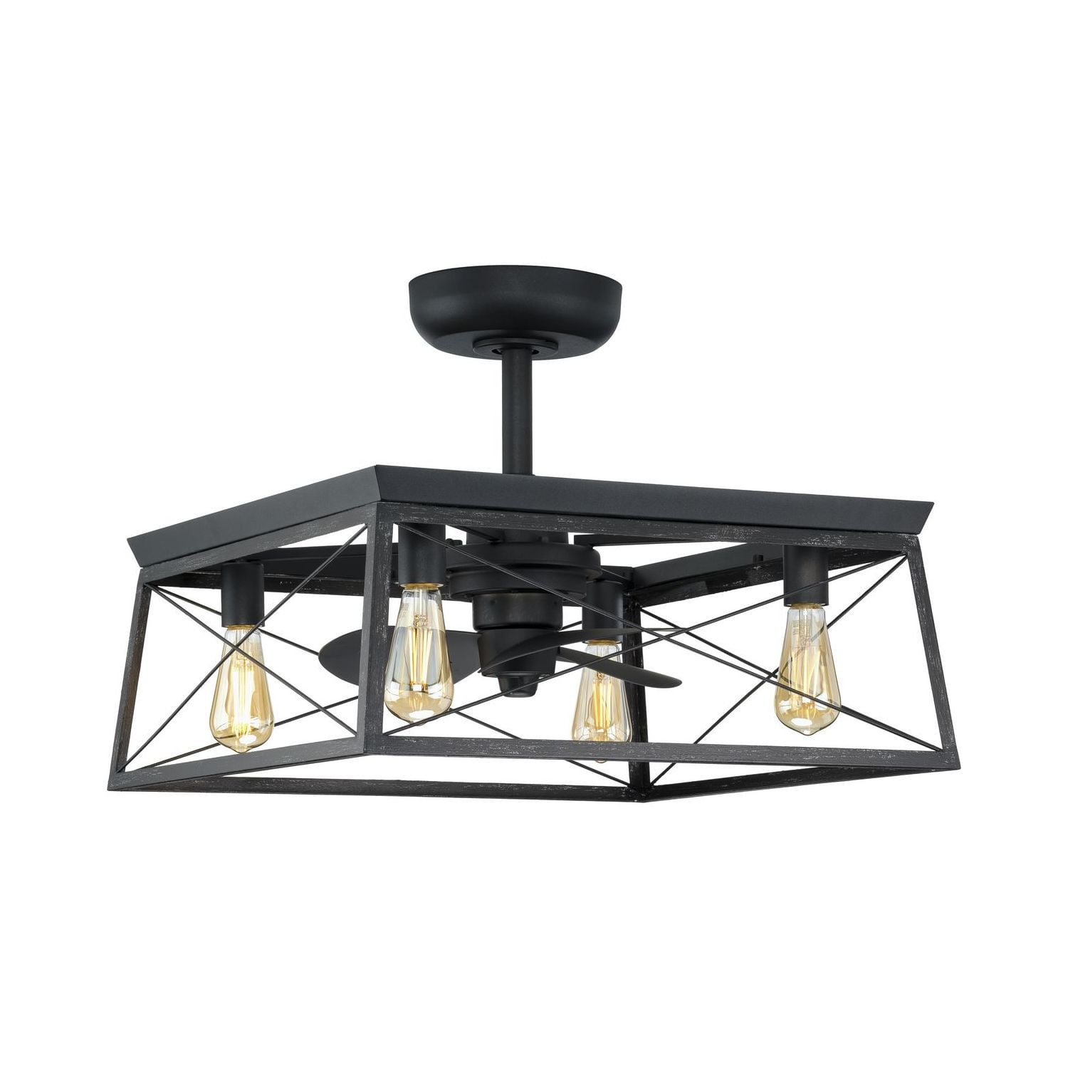Matte Black 22'' Ceiling Fan with Chandelier Light Kit