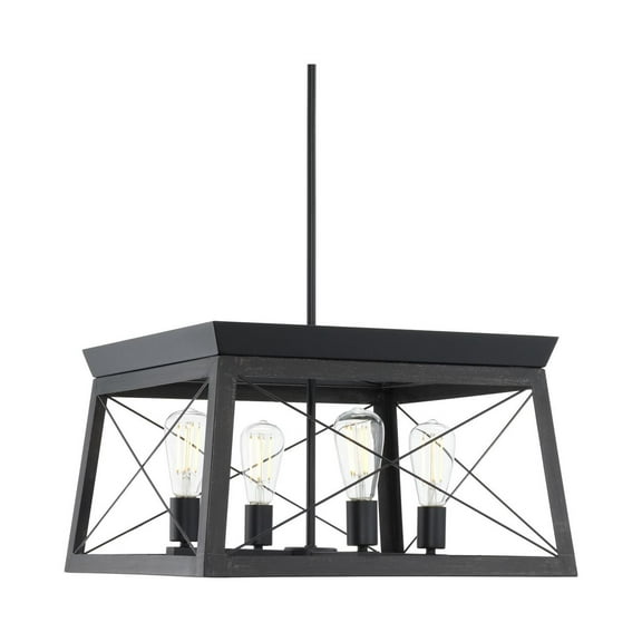 Briarwood Collection Four-Light Cerused Black Oak/Black Farmhouse Chandelier Light