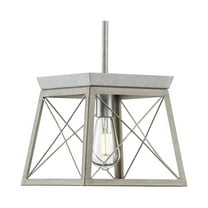 Briarwood Collection One-Light Galvanized and Bleached Oak Farmhouse Style Hanging Mini-Pendant Light