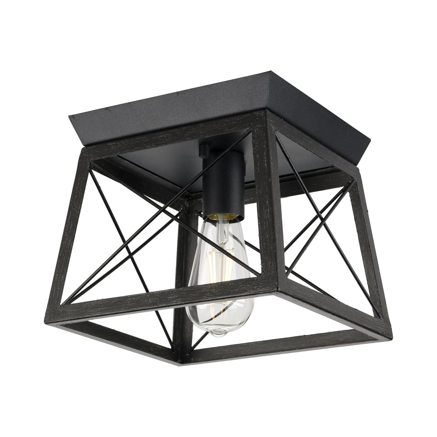 Briarwood Textured Black Farmhouse Flush Mount Ceiling Light