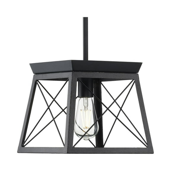 Briarwood Collection One-Light Textured and Cerused Black Farmhouse Style Hanging Mini-Pendant Light