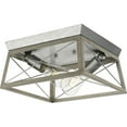 thumbnail image 1 of Briarwood Collection Two-Light Galvanized and Bleached Oak Farmhouse Style Flush Mount Ceiling Light, 1 of 12