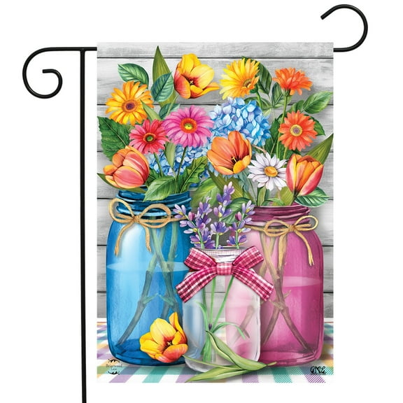 Briarwood Lane Spring Floral Jars Rustic Garden Flag