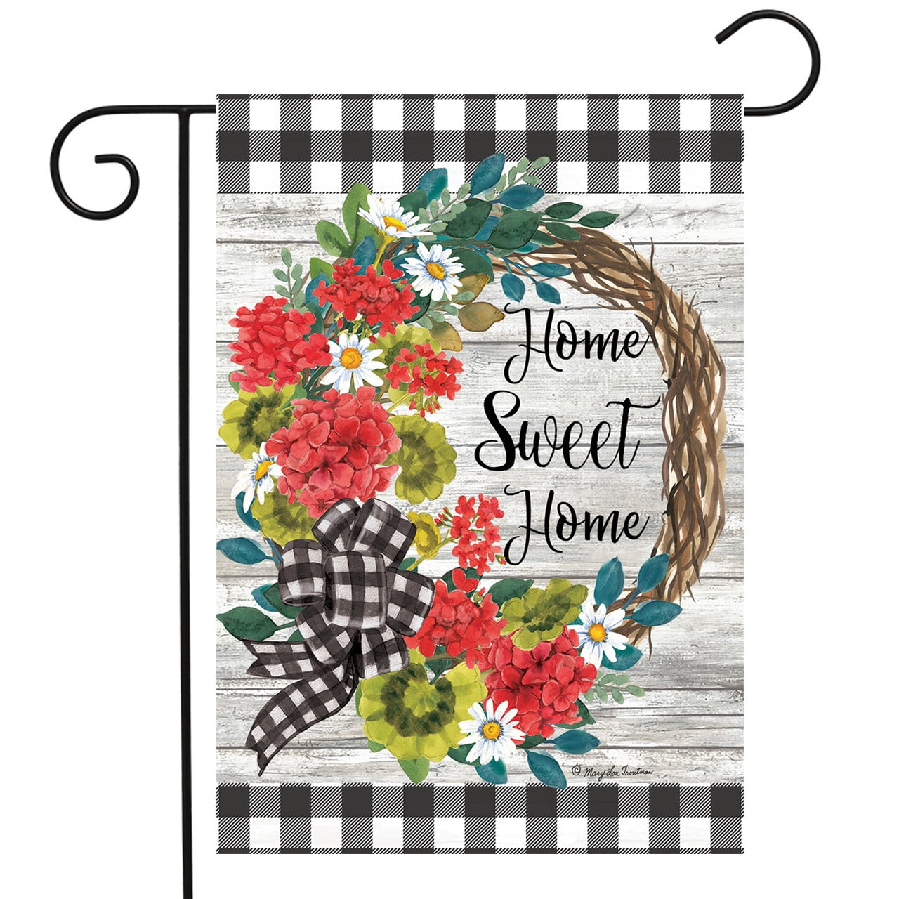 Floral Wreath Home Sweet Home Outdoor Garden Flag