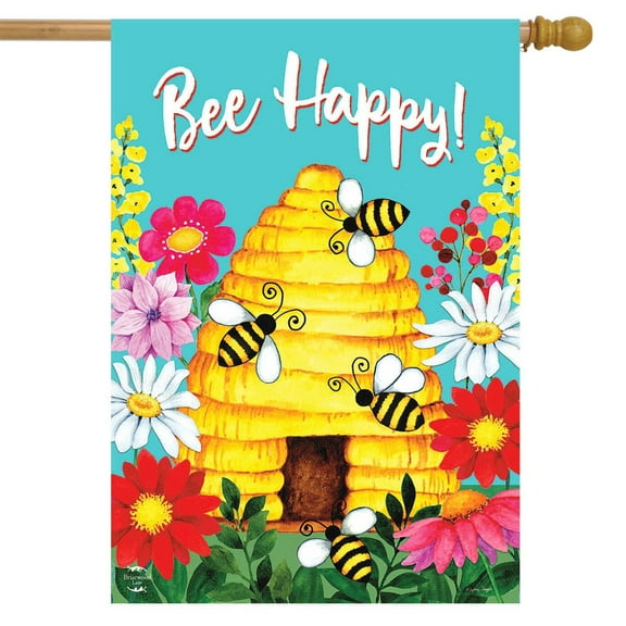 Briarwood Lane Bee Happy Hive Spring House Flag