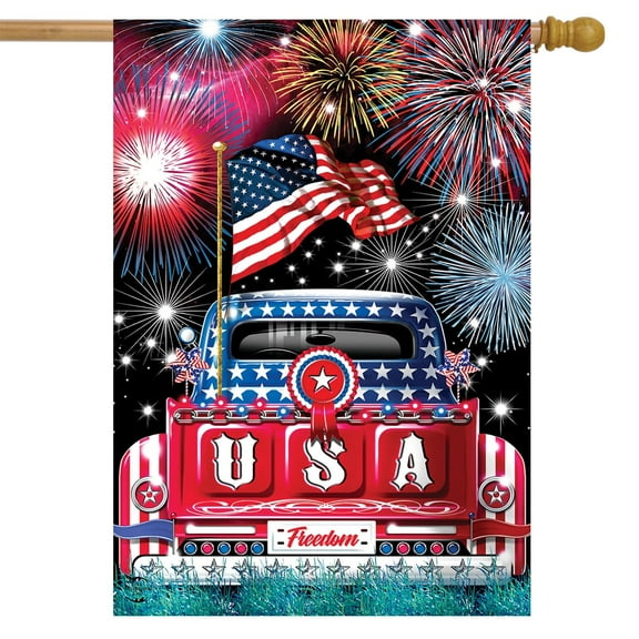 Briarwood Lane 28" x 40" Polyester Fireworks Fourth of July Outdoor Flag, Double-Sided