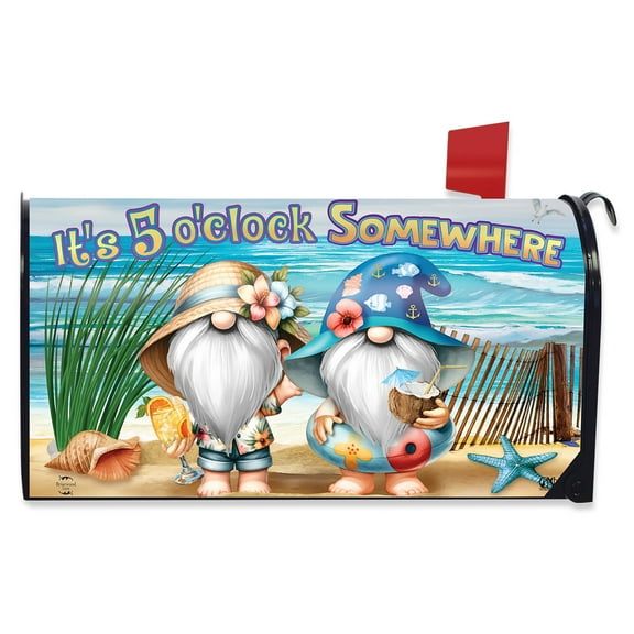 Briarwood Lane 5 O'clock Beach Gnomes Mailbox Cover