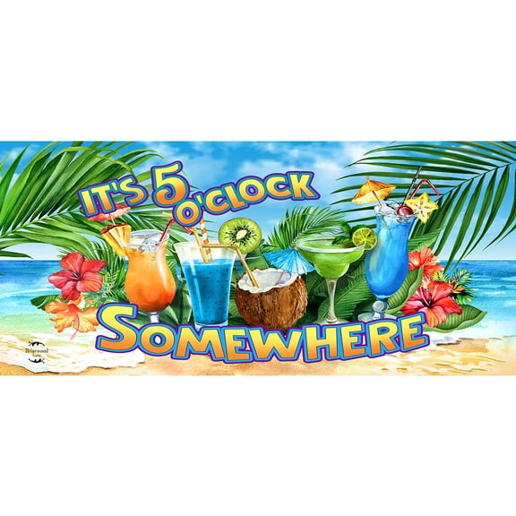 Briarwood Lane Summer 5 O'clock Cocktails Mini Mat 22x10 Indoor Outdoor For Summer Doormat