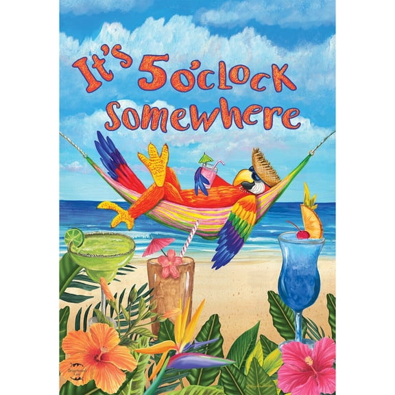 Briarwood Lane Garden Flag 12x18 For Outdoor 5 O'clock Parrot Summer For Summer Garden Flag Flags For Outside