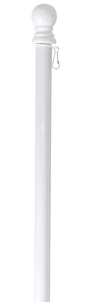 57" White Metal House Flag Pole with Anti-Slip Clip