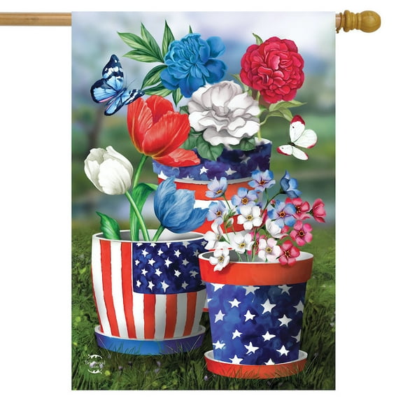 Briarwood Lane America In Bloom Patriotic House Flag