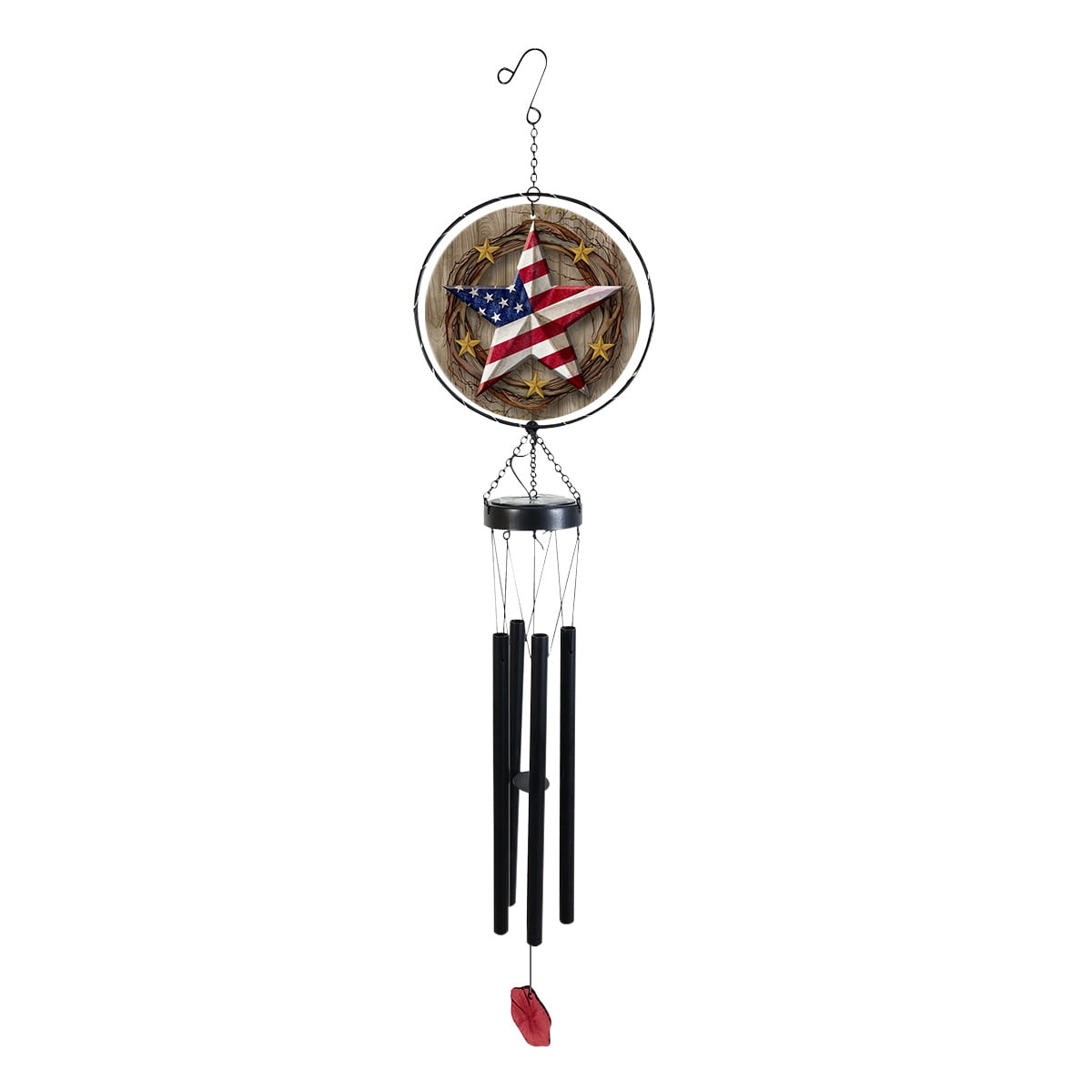 Briarwood Lane Everyday LED Illuminated Solar Powered Glass Suncatcher  Wind Chime 37x8 American Barnstar Wind Chime For Outdoors Melodic Metal Windchimes Wind-Chimes